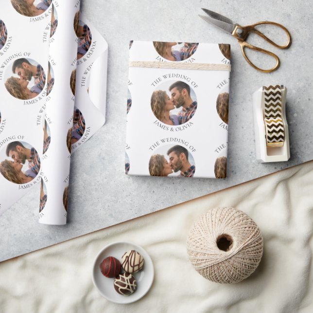 Custom Text Add Photo Wedding Wrapping Paper (Crafts)