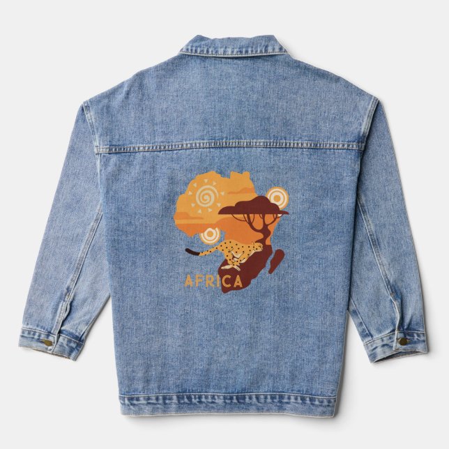 Custom Text Africa Denim Jacket (Back)