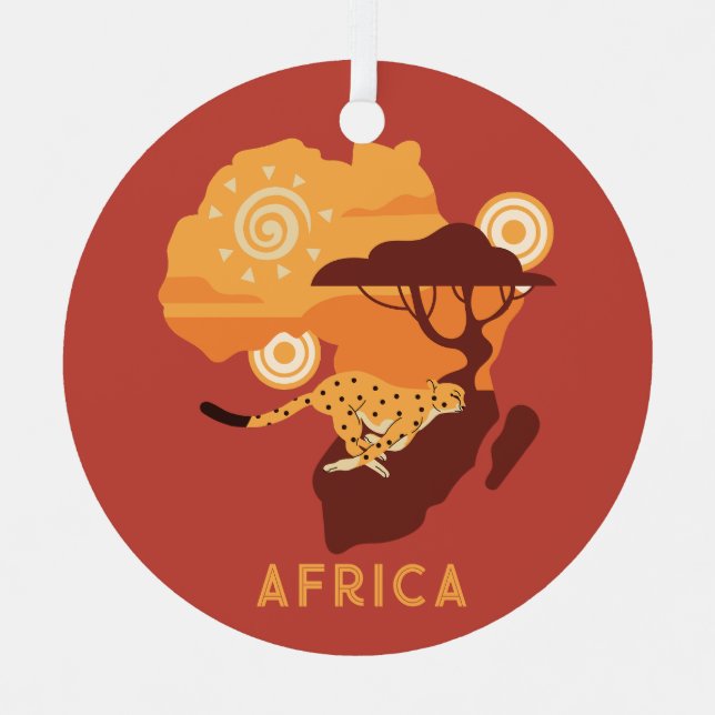 Custom Text Africa Metal Tree Decoration (Front)
