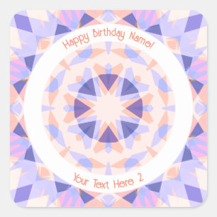 Custom Text Age Pink Purple Birthday Magic Star Square Sticker