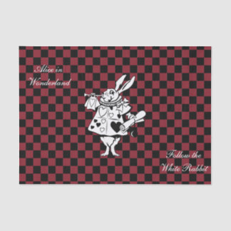 Custom Text Alice in Wonderland White Rabbit Check Tissue Paper