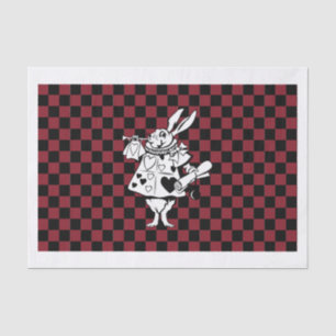 Custom Text Alice in Wonderland White Rabbit Check Tissue Paper