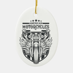 Custom text “American Motocycles” ornament