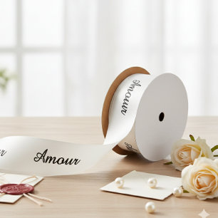 Custom Text Amour Personalized French Love Gift  Satin Ribbon