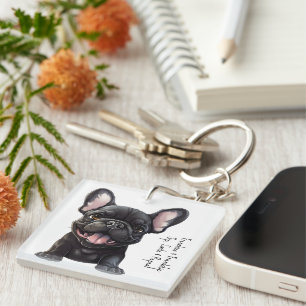 Custom text and background, 🐶Frenchie puppy Key Ring