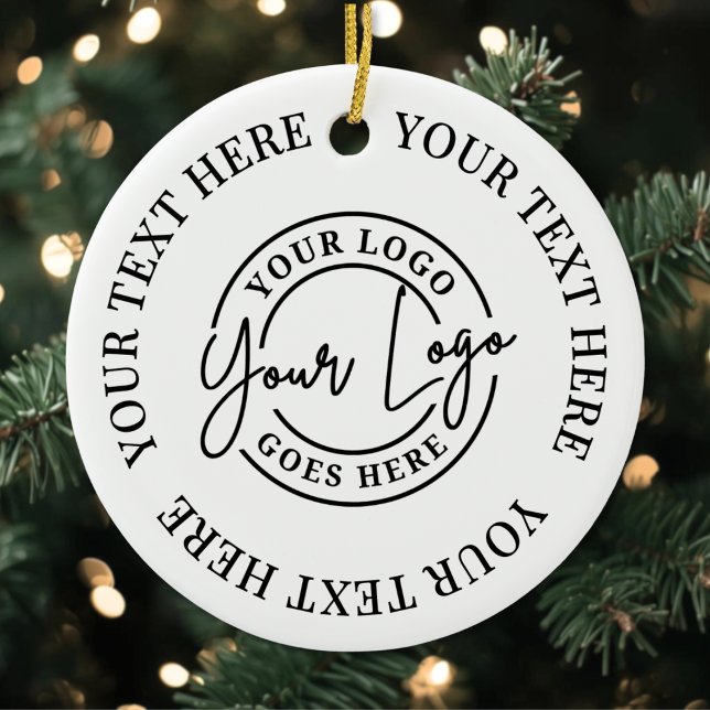 Custom Text And Business Logo Ceramic Tree Decoration (Custom Text And Business Logo Ceramic Ornament )
