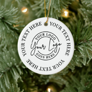 Custom Text And Business Logo Ceramic Tree Decoration
