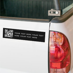Custom Text and Business QR Code Promotional Black Bumper Sticker