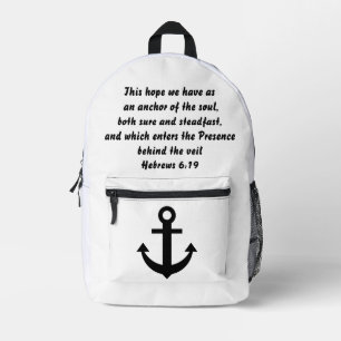 Custom Text And Christian Anchor Hebrews 19:20 Pri Printed Backpack