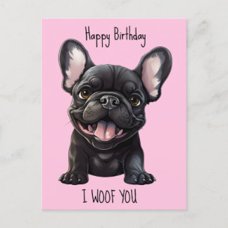 Custom text and colour, 🐶Frenchie puppy Birthday Postcard