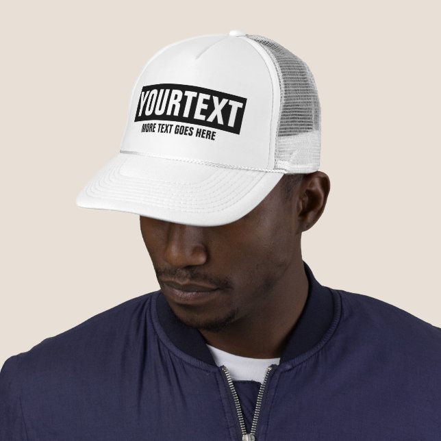 Custom Text and Colour Template Womens Mens White Trucker Hat (In Situ)