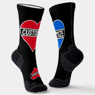 Custom Text and Colours Fun Personalised Heart Socks