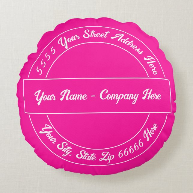 Custom Text and Colours Pink Round Pillow Template (Front)