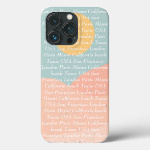 Custom text and image summer colours blue pink cut iPhone 13 pro case