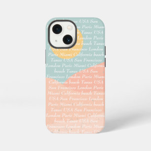 Custom text and image summer colours blue pink cut iPhone 13 mini case
