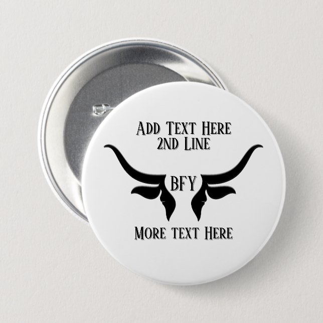 Custom Text and Monogram Bulls Horn Button (Front & Back)