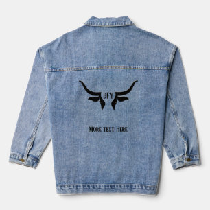 Custom Text and Monogram Bulls Horn Denim Jacket