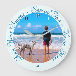 Custom Text and Photo - My Best Pet - Your Desing Large Clock