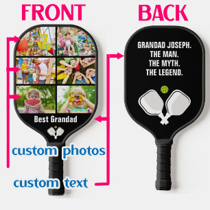 Custom text and photo pickleball paddle