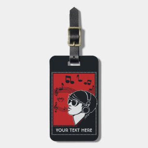 Custom Text Art Deco Music luggage tag