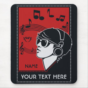 Custom Text Art Deco Music mousepad