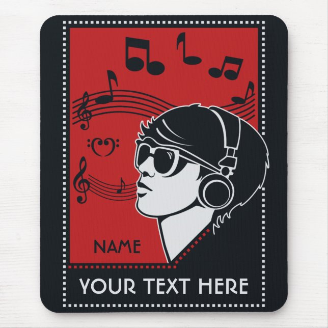 Custom Text Art Deco Music mousepad (Front)