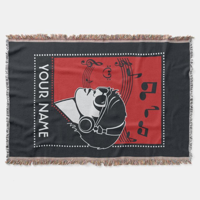 Custom Text Art Deco Music throw blanket (Front)