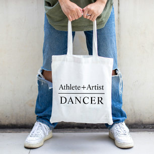 Custom Text Athlete & Artist Dancer Simple Black Tote Bag