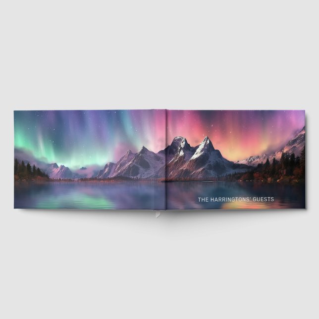 Custom Text Aurora Borealis Guest Book (Full)