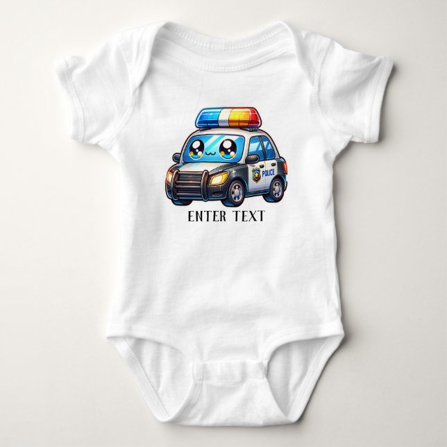 Custom Text Baby Boy Police Car Bodysuit (Front)