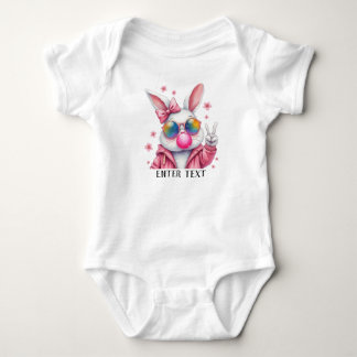 Custom Text Baby Girl Rabbit Bunny Bodysuit