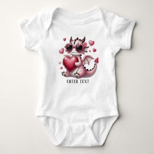 Custom Text Baby Girl T-Rex Dino Love Baby Bodysuit