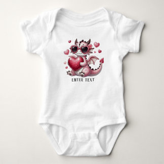 Custom Text Baby Girl T-Rex Dino Love Bodysuit