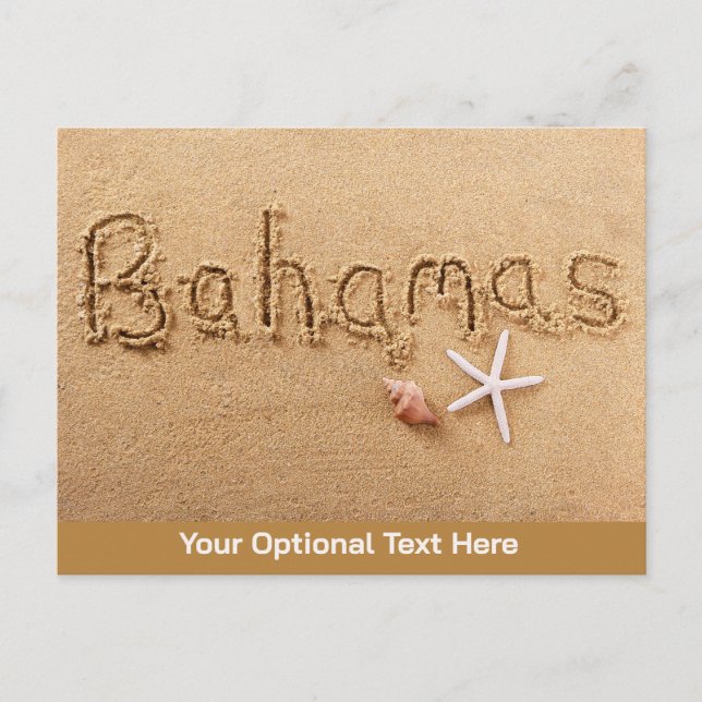 Custom Text Bahamas Beach Postcard (Front)