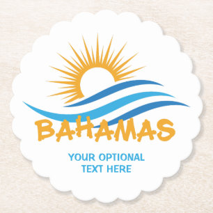 Custom Text Bahamas Paper Coaster