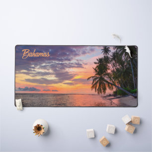 Custom Text Bahamas Sunset Desk Mat