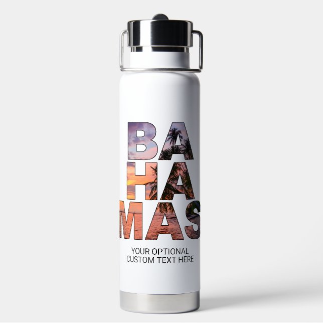Custom text BAHAMAS Water Bottle (Back)