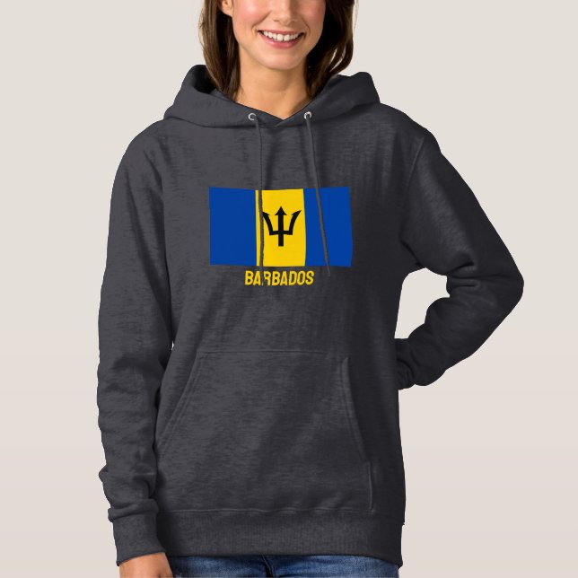 Custom Text Barbados Flag Hoodie (Front)