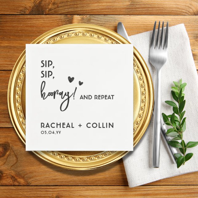 Custom Text Based Black and White Simple Wedding  Napkin (Creator Uploaded)