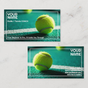 Custom text, Baseline Boost Padel or Tennis Coach Business Card