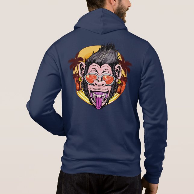 Custom text Beach Monkey Hoodie (Back)