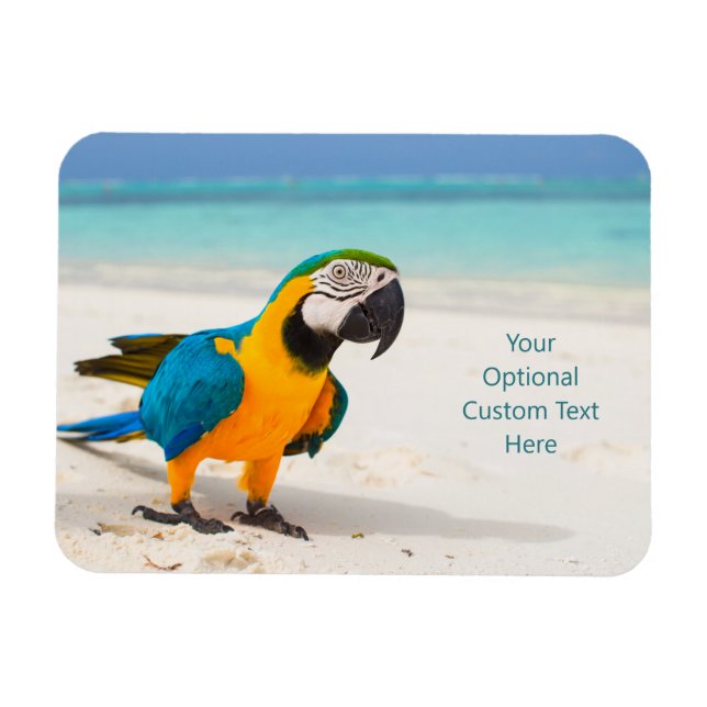 Custom text Beach Parrot Magnet (Horizontal)