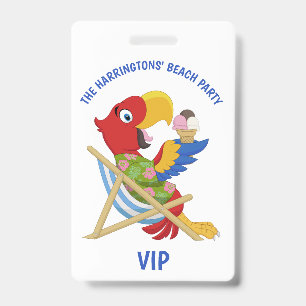 Custom text Beach Party badges ID Badge