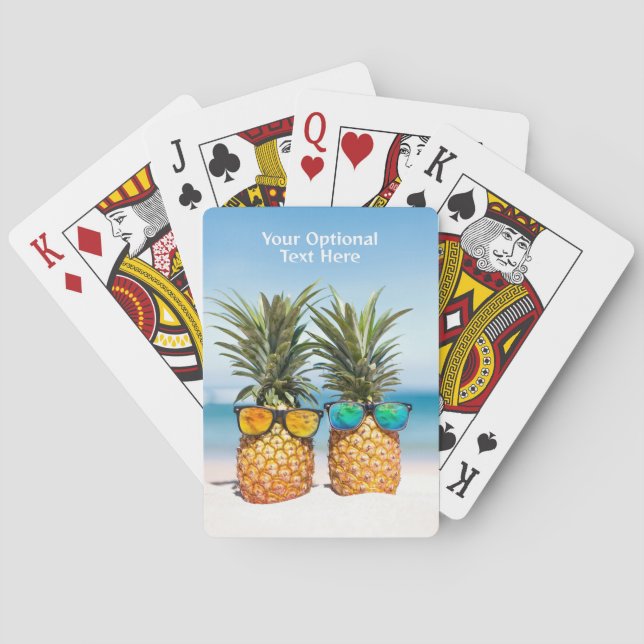 Custom Text Beach Pineapples Playing Cards (Back)
