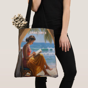 Custom Text Beachside Beauty Tote Bag