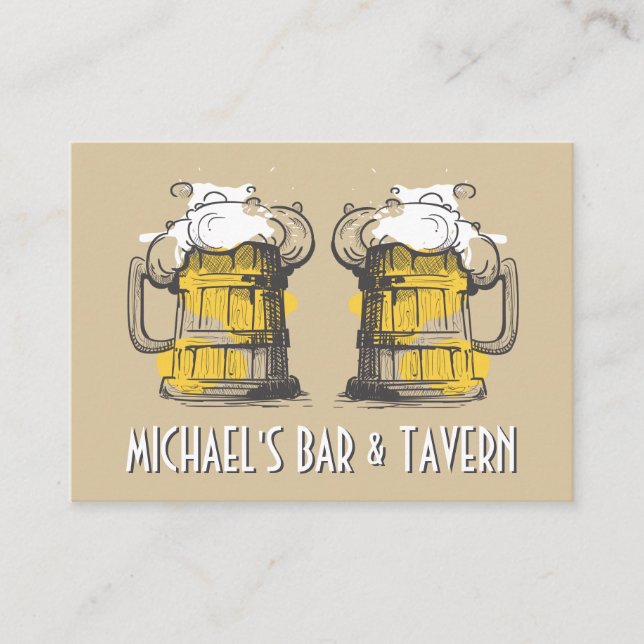 Custom text Beer Ilustration Business Card (Front)