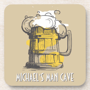 Custom text Beer Ilustration coaster set