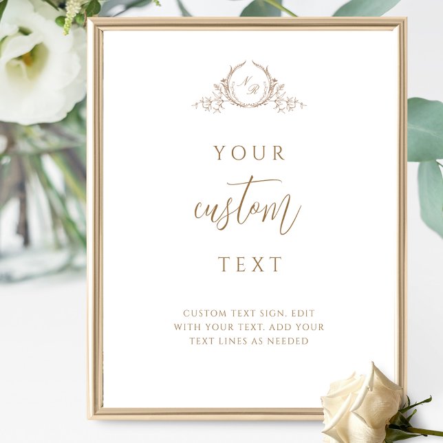 Custom Text Beige, Script Monogram Wedding Sign (Creator Uploaded)