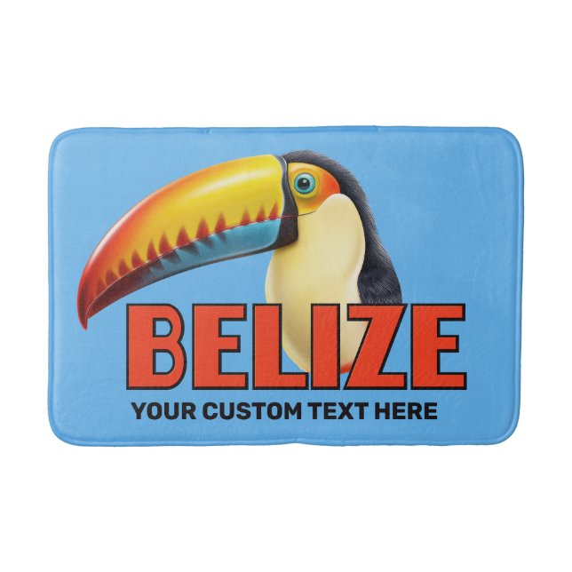 Custom Text BELIZE Toucan Bath Mat (Front)