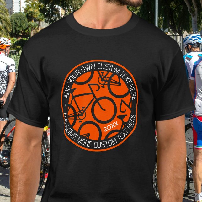 Custom Text Bicycle Orange & Black T-Shirt (Creator Uploaded)